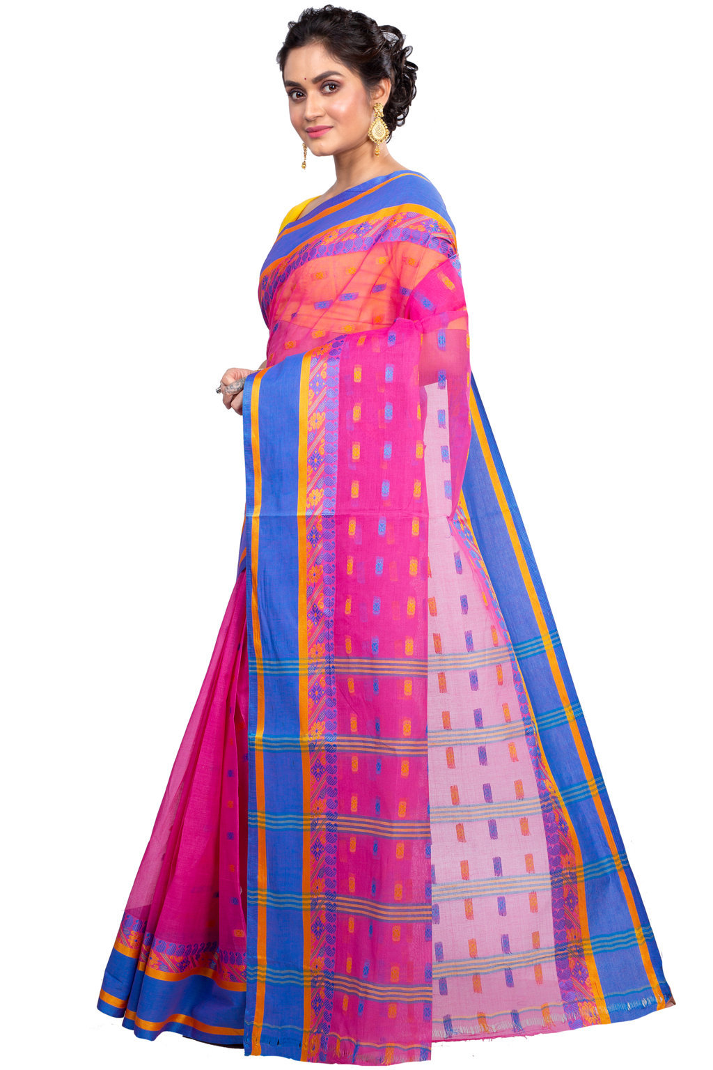 Pink Pure Cotton ToraPar Tant Saree (880)